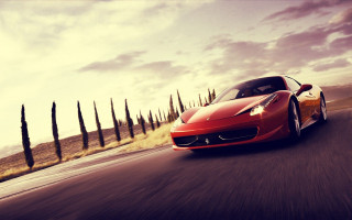 Red sports car driving road 25 - a road next free wallpaper