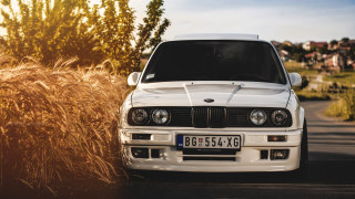 White car road bush grass - the side of a road next free wallpaper