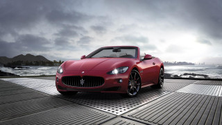 Red maserati dock ocean cloudy - a dock next free wallpaper