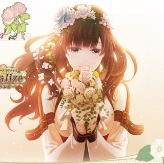 Girl long hair bouquet flowers 2 - neoromanticism free wallpaper