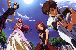 Anime characters full moon sky - sots art free wallpaper