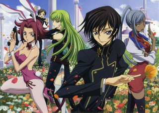 Anime characters field flowers grass 3 - a group of anime characters free wallpaper