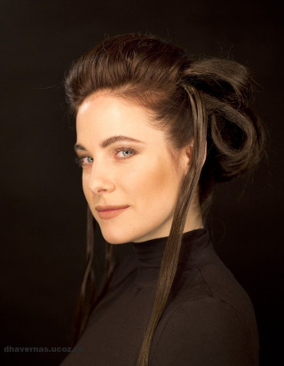 Woman ponytail black top black - art nouveau free wallpaper