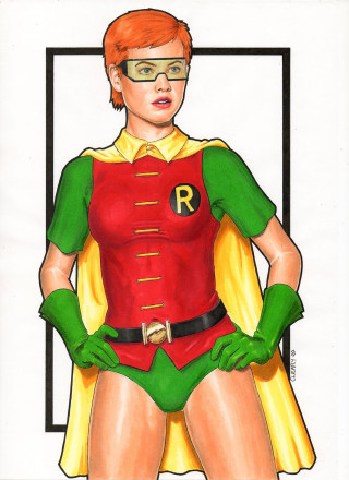 Woman dressed robin drawing artwork - bruce timm free wallpaper