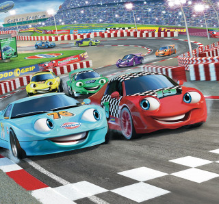 Cartoon cars racing track stadium - good free wallpaper