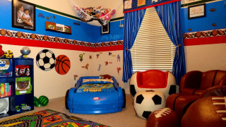 Bedroom with bed interior design 11 - a childs drawing free wallpaper