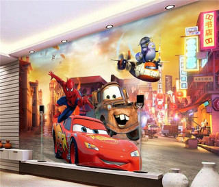 City mural cars movie character - pixar style free wallpaper