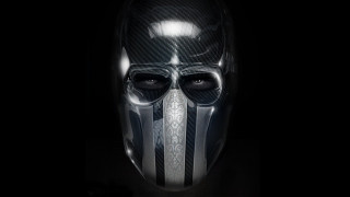 Man mask black background white - cybernetic free wallpaper for desktop
