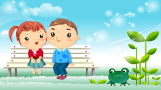 Couple bench frog plant blue - a couple sitting free wallpaper