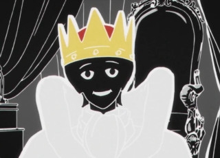 Cartoon man crown chair suitcase - a suitcase in front free wallpaper