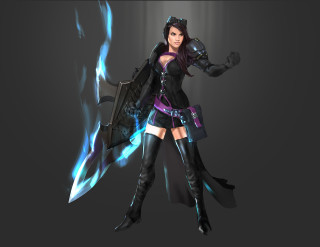 Woman black outfit sword flamed - a black outfit holding free wallpaper