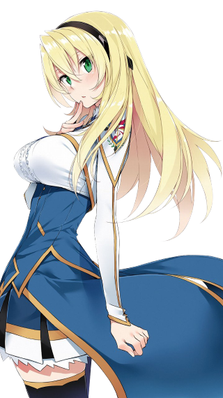 Blonde woman blue dress green 3 - her chin free wallpaper