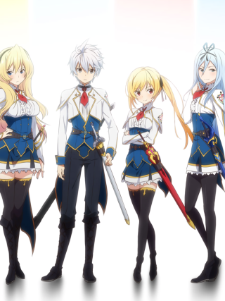 Anime characters swords uniforms group - different pose free wallpaper