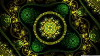 Green yellow pattern circular design - analytical art free wallpaper