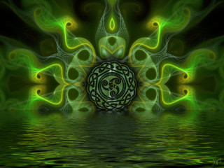 Green yellow flower black background 2 - david paton free wallpaper
