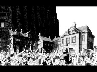 People building clocktower crowd hands - eddie campbell free wallpaper