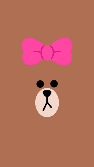 Brown bear pink bow background - a brown background free wallpaper