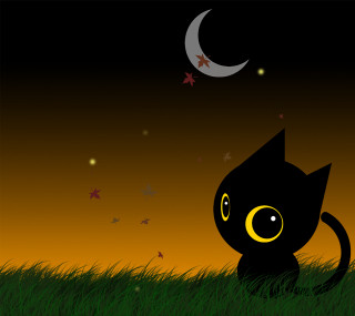 Black cat grass crescent moon 2 - the grass free wallpaper