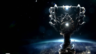 Futuristic robot glowing light space - glowing free wallpaper for desktop
