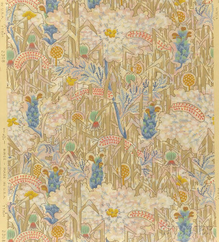 Forest trees flowers bird painting - poster free wallpaper