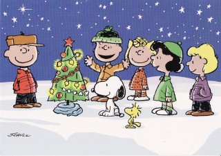 Cartoon characters christmas tree snow - charles schulz free wallpaper