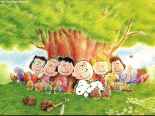 Cartoon characters tree grass dog - charles schulz free wallpaper