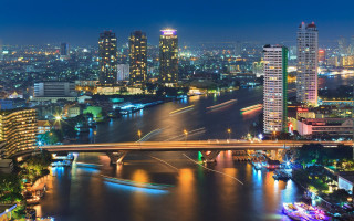 City skyline night bridge river 30 - night free wallpaper