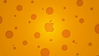 Yellow background bubbles apple logo 2 - international typographic style free wallpaper for desktop