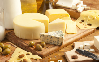 Cheese variety knives cutting board - professional food photography free wallpaper