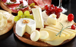 Cheese grapes wine glasses meat - cubism free wallpaper