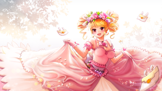 Cartoon girl pink dress flower - a pink dress free wallpaper
