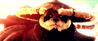 Panda bear hat feathers sky - dai jin free wallpaper