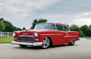 Red classic car paved road - classic free wallpaper