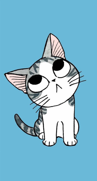 Cartoon cat big eyes sitting 2 - a caption free wallpaper