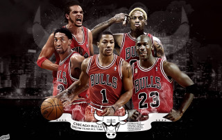 Bulls basketball players city background - future free wallpaper
