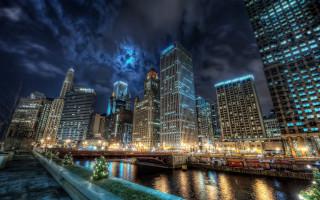 City skyline river bridge nighttime - dennis ashbaugh free wallpaper for desktop