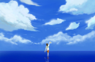 Beach person sky clouds background - armin hansen free wallpaper