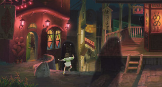 Cartoon girl green dress doorway - a cartoon of a girl free wallpaper