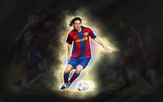 Man soccer kick hologram players - a soccer ball free wallpaper