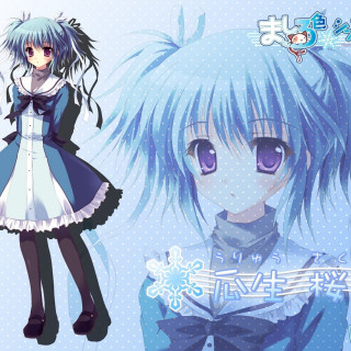 Anime blue hair dress bow - background free wallpaper