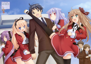 Anime characters group building sky 4 - serial free wallpaper