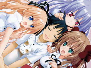 Anime girls bed laying together - a bed together free wallpaper