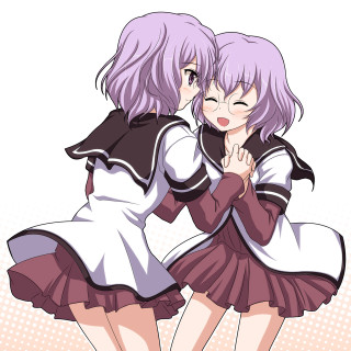 Girls hugging school uniforms close - their free wallpaper