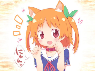 Anime girl cat ears bow 2 - hint of yayoi kasuma free wallpaper