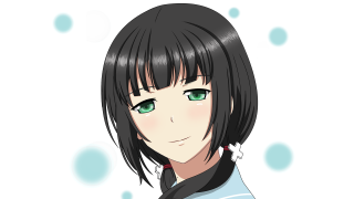 Anime girl green eyes black - a black tie free wallpaper