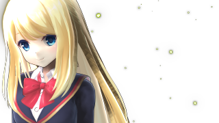Anime girl blonde hair blue 14 - a red bow tie free wallpaper
