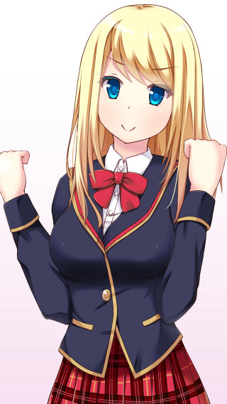 Girl school uniform blue eyes 2 - a red bow tie free wallpaper