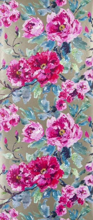 Floral print pink flowers gray - a gray background free wallpaper