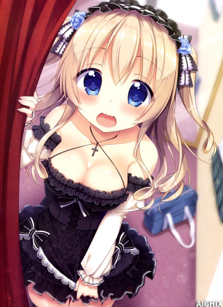 Anime girl blue eyes black 3 - her hip free wallpaper