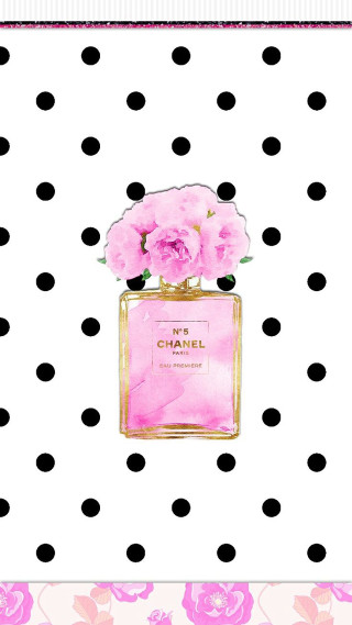 Pink perfume bottle flowers watercolor - aestheticism free wallpaper